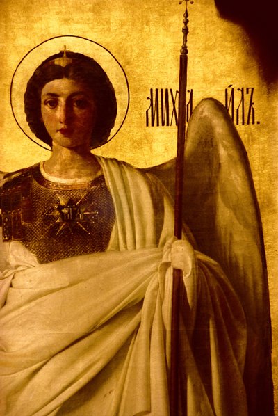 Detail of the Iconostasis Depicting the Archangel St. Michael by Evgraf Sorokine